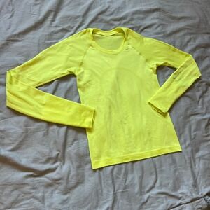 Lululemon Swiftly Tech Size 4 Neon Yellow Long Sleeve Running Top Athletic Wear